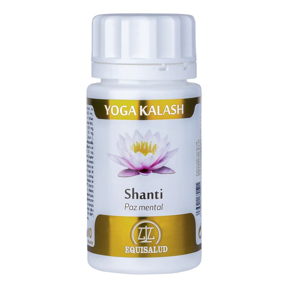 Shanti bote de 60 cápsulas de la línea Yoga Kalash, producto de Laboratorios Equisalud