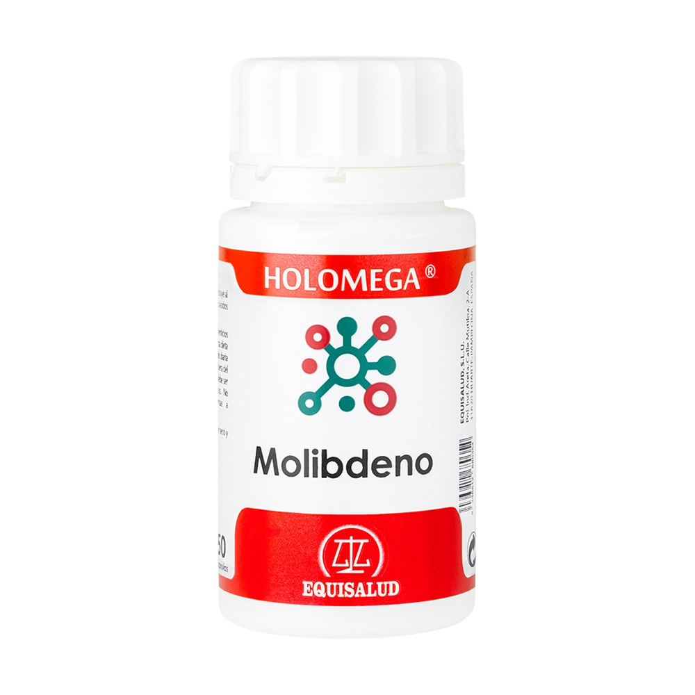 Holomega Molibdeno bote de 50 cápsulas de producto de la línea Holomega. Producto de Laboratorios Equisalud.