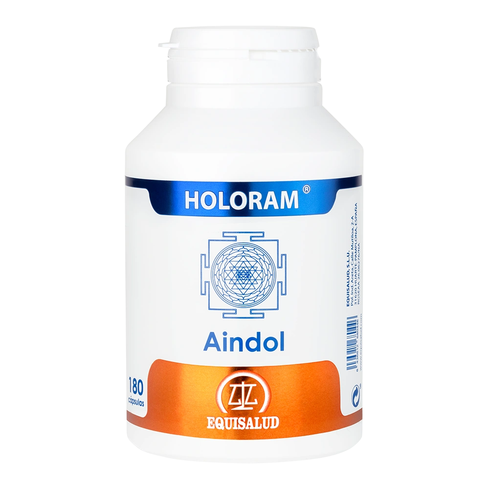 Holoram Aindol bote de 180 cápsulas de producto de la línea Holoram. Producto de Laboratorios Equisalud.