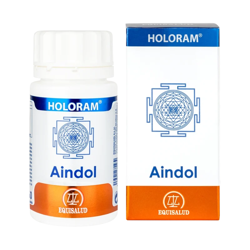 Holoram Aindol bote de 50 cápsulas de producto de la línea Holoram. Producto de Laboratorios Equisalud.